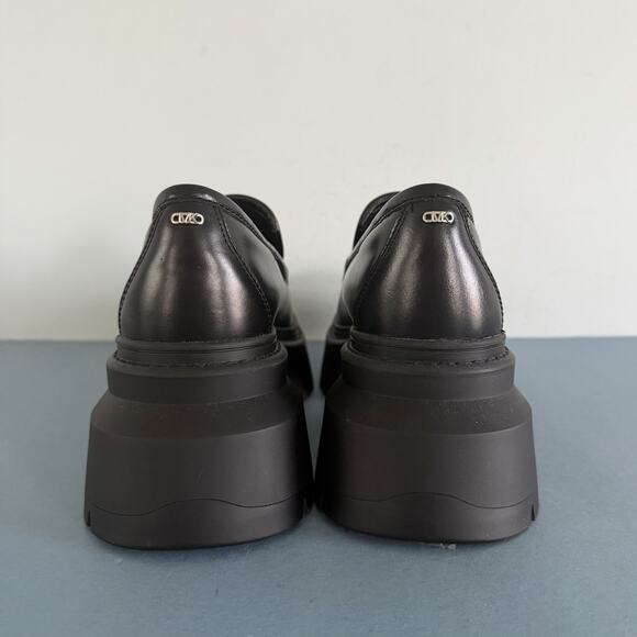 Michael Kors Shiloh Black Leather Chunky Lug Sole Platform Loafers - Picture 7 of 10